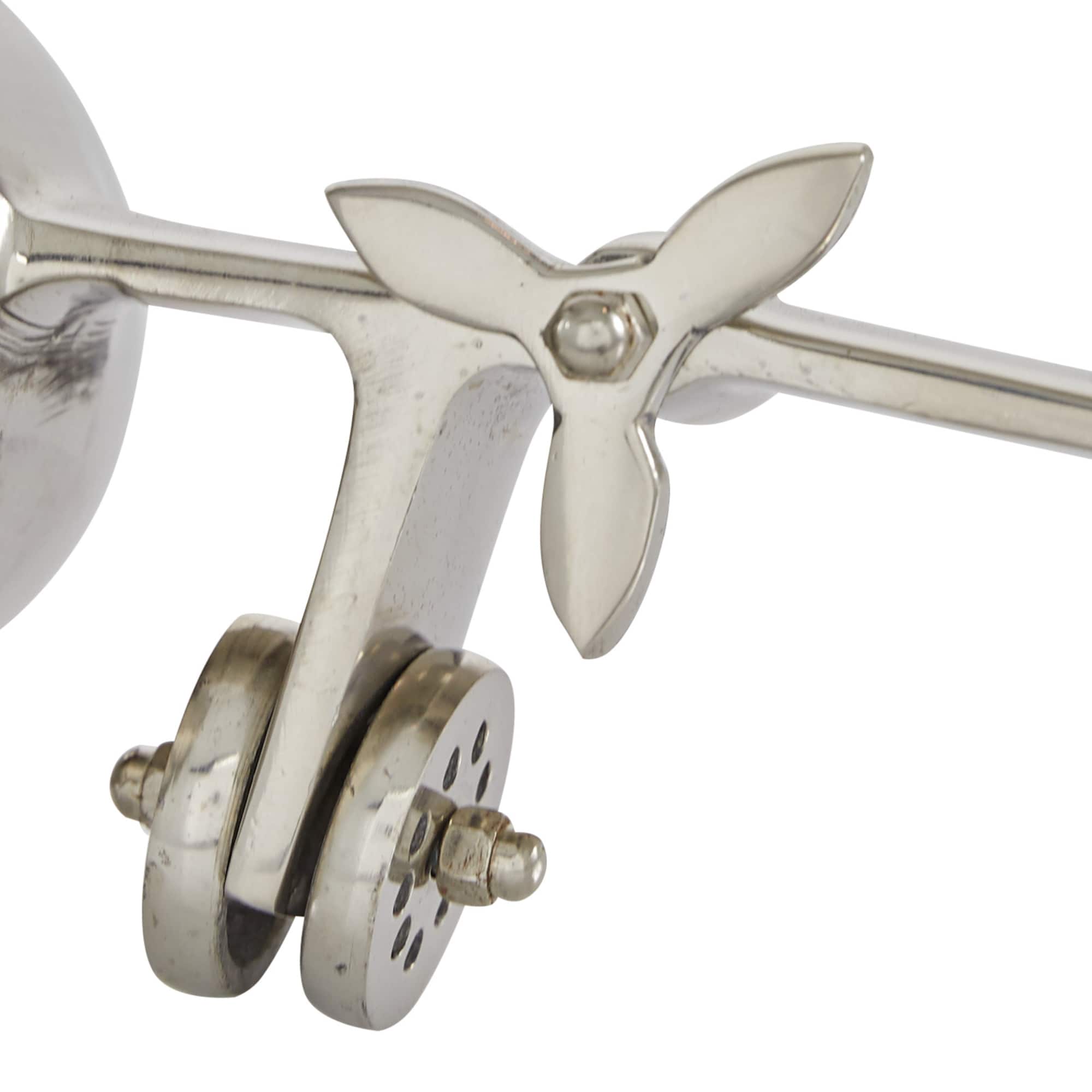 16" Silver Aluminum Airplane Clock
